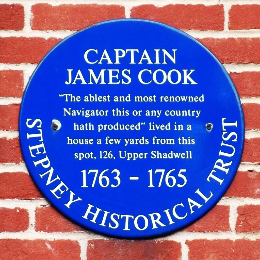 Captain James Cook, Stepney Historical Trust, Blue Plaque